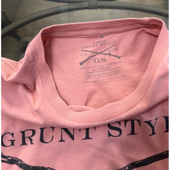 Grunt Style Pink Graphic Tee "This Well Defend" US 1776 Large Cotton Short Sleev - Picture 3 of 7